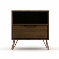 Designed To Furnish Rockefeller 1.0 Mid-Century- Modern Nightstand with 1-Drawer in Brown, 21.65 x 20.08 x 17.62 in. DE2616277